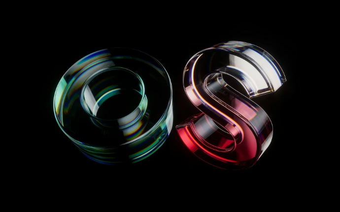 A black background with two different colored objects